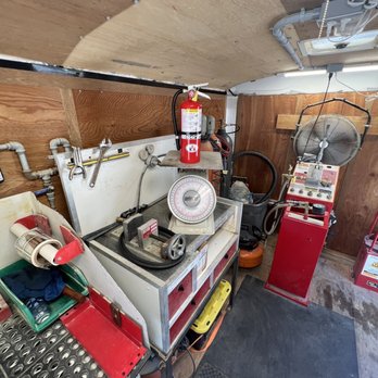 A Plus Fire and Safety - Getz hydro tester and work bench in our mobile service trailer - Fire Protection Services Near Me