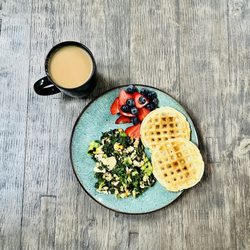 Barons Market - Temecula - Chopped Kale, Berries, and Ripple Unsweetened Milk as creamer for the coffee. All from Baron's to make a weekend brunch!