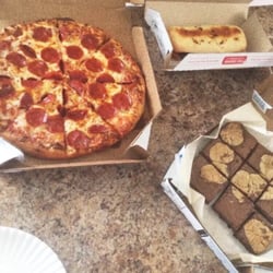 Domino's Pizza - Pepperoni pizza, Mediterranean sand which, and the cookie brownies!!!