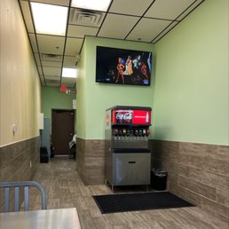 Soda machine and restrooms Soda machine and restrooms