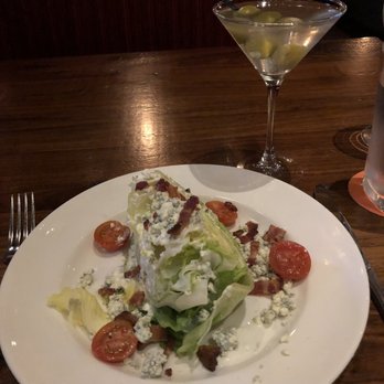 Del Frisco's Grille - Dirty martini with blue cheese stuffed olives & yummy salad - Steakhouses Near Me - Plano, Texas
