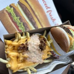 In-N-Out Burger - Cheeseburger and cheese fries.