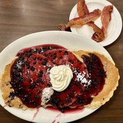 Bob Evans - Blueberry pancakes and bacon
