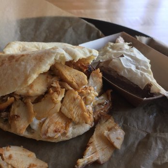 Jasmin and Olivz - Pita pocket with chocolate baklava - Mediterranean Near Me - Raleigh, North Carolina