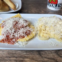 Fazoli’s - Ravioli and meat sauce and fettuccine Alfredo with fresh Parmesan