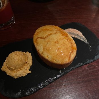 Orange Hill Restaurant & Events - Free corn bread appetizer (delicious!)  Glazed with honey and served with salted butter - Steakhouses Near Me - Orange, California
