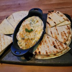 FD's Grillhouse - Hot shrimp/crab dip with charred pita. Asked for all pita instead of half corn chips half pita. Worth the tiny extra up-charge. Excellent