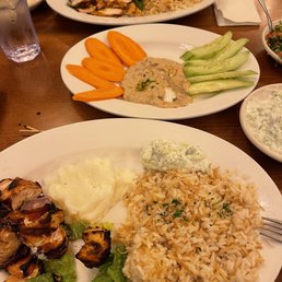 Chicken Kabob Meal with 2 Sides, Hummus Veggie Plate, Chicken Breast Chicken Kabob Meal with 2 Sides, Hummus Veggie Plate, Chicken Breast