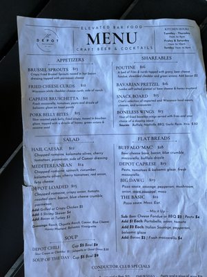 Menu photo 7 The Depot Restaurant Green Bay, WI