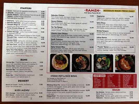Menu photo 3 Bakudan Ramen San Antonio, TX