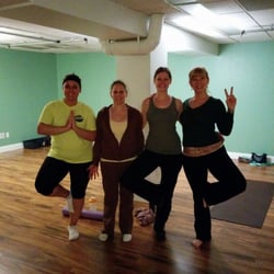 Embrace The Wobble Yoga - 3 of our very first students and instructor DeAnna (she's the one on the right)