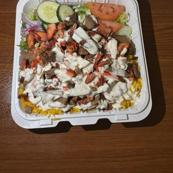 Gyro Hut - Combo rice platter. - Mediterranean Near Me - Lake George, New York Gyro Hut - Combo rice platter. - Mediterranean Near Me - Lake George, New York