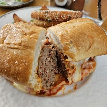 Rosemary And Jeans - Meatball sandwich with vesuvio potatoes - Italian Near Me - Lombard, Illinois Rosemary And Jeans - Meatball sandwich with vesuvio potatoes - Italian Near Me - Lombard, Illinois