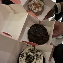 Cookies n'cream, double chocolate, and banana cookies Cookies n'cream, double chocolate, and banana cookies