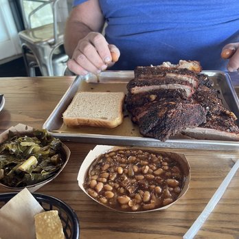 Bow & Arrow - St louis style ribs, collard greens, baked beans - Southern Near Me - Auburn, Alabama Bow & Arrow - St louis style ribs, collard greens, baked beans - Southern Near Me - Auburn, Alabama