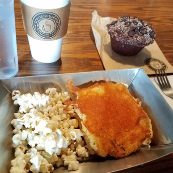 Coffeehouse Five - This is their Broken Yolk sandwich with no bacon for this veggie lover! Egg over easy with chives on sourdough and crispy cheese on outside. - Coffee & Tea Near Me - Greenwood, Indiana