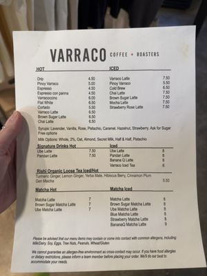 Menu photo 7 Varraco Coffee + Roasters Palm Desert, CA