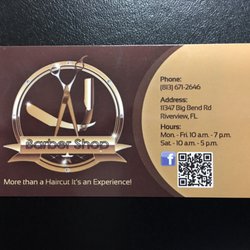 AJ's Barber Shop - Business card with all the important info.