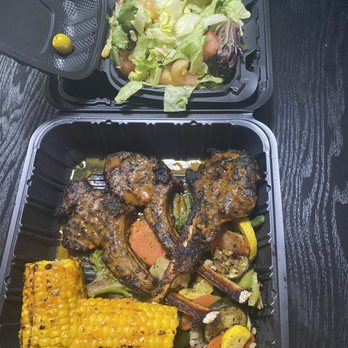 La Peri Peri - Lamb chops, grilled corn and vegetables. Olivia salad - Halal Near Me - Sterling Heights, Michigan La Peri Peri - Lamb chops, grilled corn and vegetables. Olivia salad - Halal Near Me - Sterling Heights, Michigan