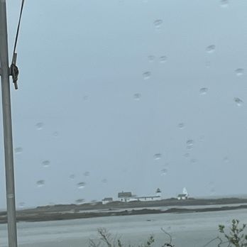 Cape Pier Chowder House - Goat island lighthouse off in the distance - Seafood Near Me - Kennebunkport, Maine