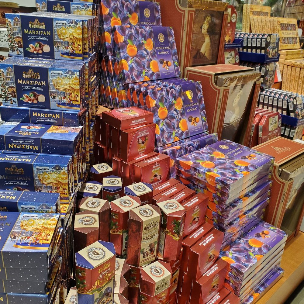 a large display of chocolates a large display of chocolates