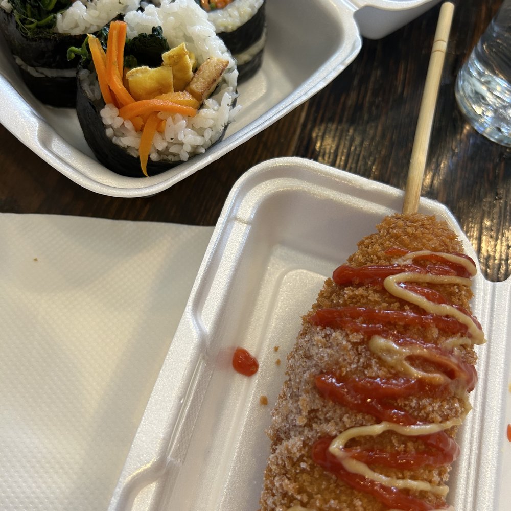 The Boonseek - Kimbap (veggie roll) + corn dog - Korean Near Me The Boonseek - Kimbap (veggie roll) + corn dog - Korean Near Me