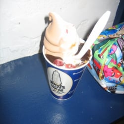 Briq's Soft Serve - My zebra w choc and peanut butter toppings