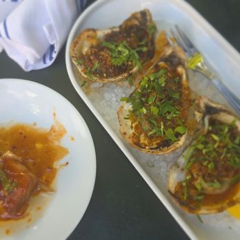 Arden - Pork belly skewer and broiled oysters - New American Near Me - Brooklyn, New York
