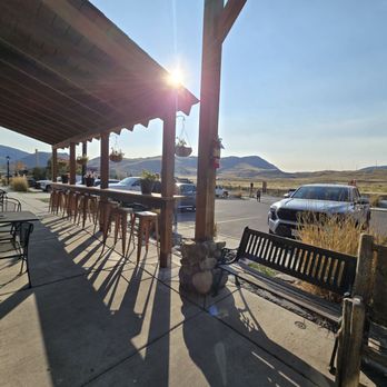 Yellowstone Perk - View of the parking lot, right before the north entrance of Yellowstone. - Coffee & Tea Near Me - Gardiner, Montana
