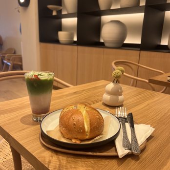 Haan Coffee - Strawberry matcha latter & Korean garlic bread - Coffee Roasteries Near Me - Orlando, Florida Haan Coffee - Strawberry matcha latter & Korean garlic bread - Coffee Roasteries Near Me - Orlando, Florida