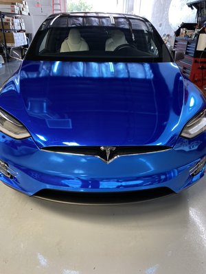 Photo of Cactus Window Tinting - Scottsdale, AZ, US. Model X full blue chrome wrap.