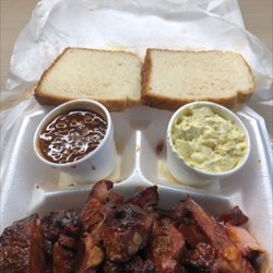 Gator Jr ‘s Major League Barbecue - Rib tip dinner with Tater Salad, Poke&Beans.