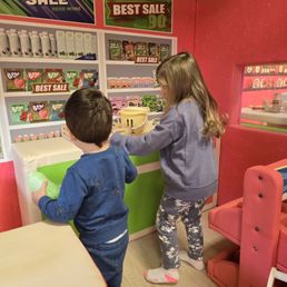 Kids playing in a market