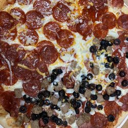 Papa Murphy's - 1/2 pepperoni and 1/2 combo.