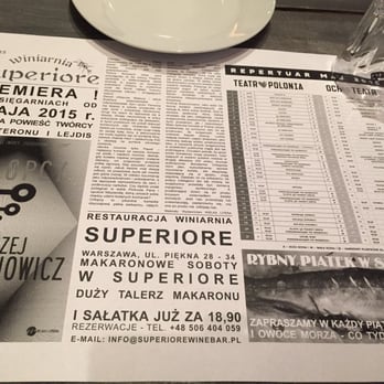 Superiore - Original Tablecloth - Wine Bars Near Me - Warsaw, MZ