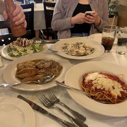 Veal Parmigiana, Pollo Vesuvio, Caesar Salad, Tortellini Alla Crema Veal Parmigiana, Pollo Vesuvio, Caesar Salad, Tortellini Alla Crema