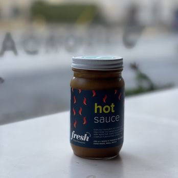 Fresh on Crawford - a jar of hot sauce - Vegan Near Me - Toronto, Ontario Fresh on Crawford - a jar of hot sauce - Vegan Near Me - Toronto, Ontario