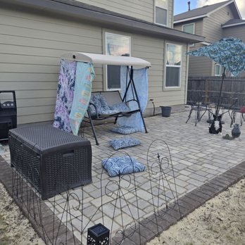System Pavers - Replaced grass and now have a serene place to swing and sit. - Landscaping Near Me - San Antonio, Texas