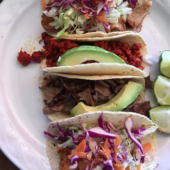 Alma y Manny - Tacos of carne asada, fried fish, fried shrimp, and chorizo. - Mexican Near Me - Todos Santos, BCS