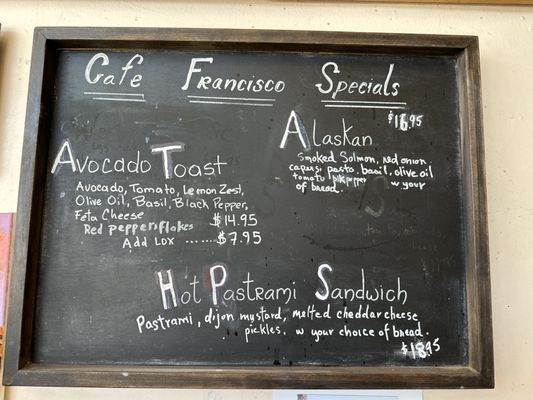 Menu photo 1 Cafe Francisco San Francisco, CA