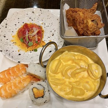 Wicked Spoon - Sushi, angry Mac and cheese, fried chicken, and a beef dish I can't recall the name of. - Buffets Near Me - Las Vegas, Nevada Wicked Spoon - Sushi, angry Mac and cheese, fried chicken, and a beef dish I can't recall the name of. - Buffets Near Me - Las Vegas, Nevada