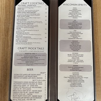 Tofte's Table - Cocktails/Beer List (August 2022) - Comfort Food Near Me - Waukesha, Wisconsin