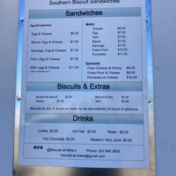 Biscuits @Mike's - Menu