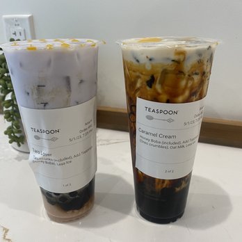 Teaspoon - Taro Lover Tea & Caramel Cream Tea - Bubble Tea Near Me - Reno, Nevada