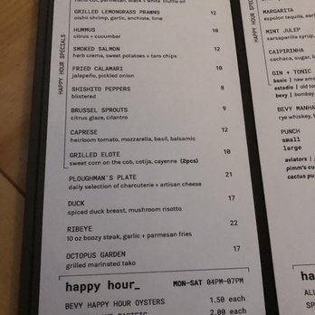 Bevy - Menu - Cocktail Bars Near Me - Honolulu, Hawaii
