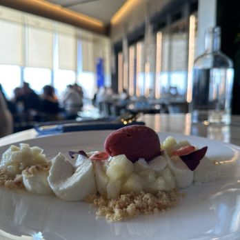 Peak with Priceless Restaurant & Bar - Cheesecake - Almond, Apple & Cranberry sorbet - New American Near Me - New York, New York