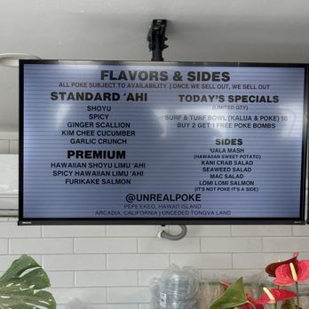 Unreal Poke - Menu - Pop-Up Restaurants Near Me - Arcadia, California Unreal Poke - Menu - Pop-Up Restaurants Near Me - Arcadia, California