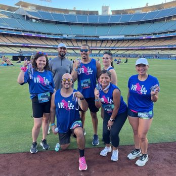 LA Dodgers Foundation 5K - Post race photo op on the warning track. - Active Life Near Me - Los Angeles, California LA Dodgers Foundation 5K - Post race photo op on the warning track. - Active Life Near Me - Los Angeles, California