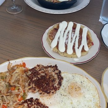 The Harvest Room - Maple turkey sausage over easy eggs hash brown bell peppers and onions! Delicious - New American Near Me - Munster, Indiana The Harvest Room - Maple turkey sausage over easy eggs hash brown bell peppers and onions! Delicious - New American Near Me - Munster, Indiana