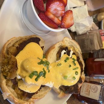 Two Chicks Café - CBD - Crab Cake Benedict Crab Cake Benedict Fruit Cup - Breakfast & Brunch Near Me - New Orleans, Louisiana Two Chicks Café - CBD - Crab Cake Benedict Crab Cake Benedict Fruit Cup - Breakfast & Brunch Near Me - New Orleans, Louisiana